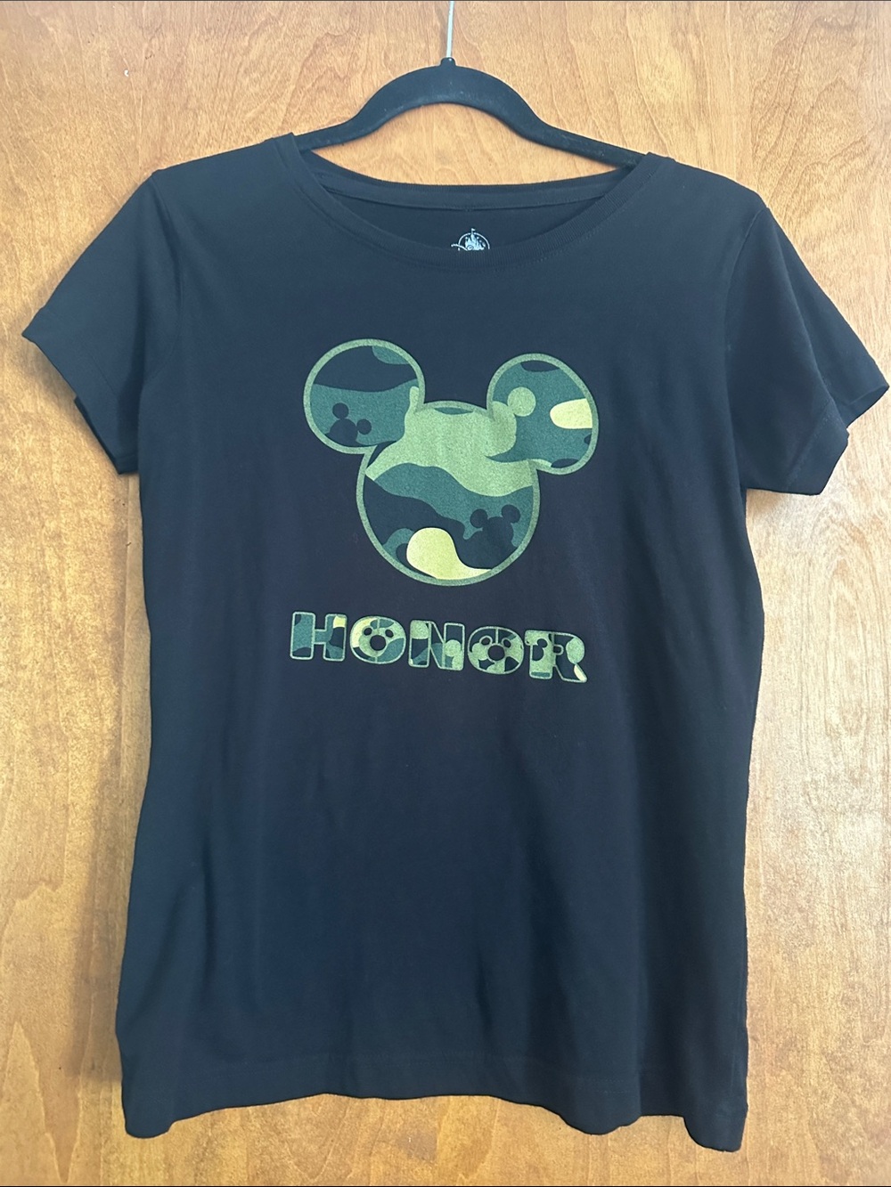 Disney Parks Veterans Day Graphic 'HONOR' Tee with Green Camo Mickey Motif - Picture 2 of 4